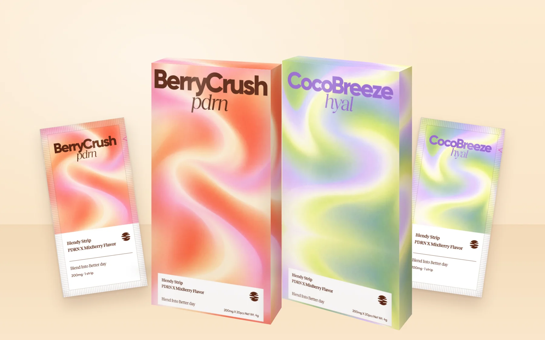 BerryCrush와 CocoBreeze 패키지 라인업 목업
